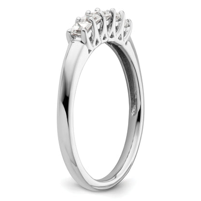 0.34ct. CZ Solid Real 14K White Gold 5-Stone Wedding Band Ring