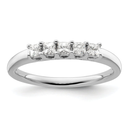 0.34ct. CZ Solid Real 14K White Gold 5-Stone Wedding Band Ring