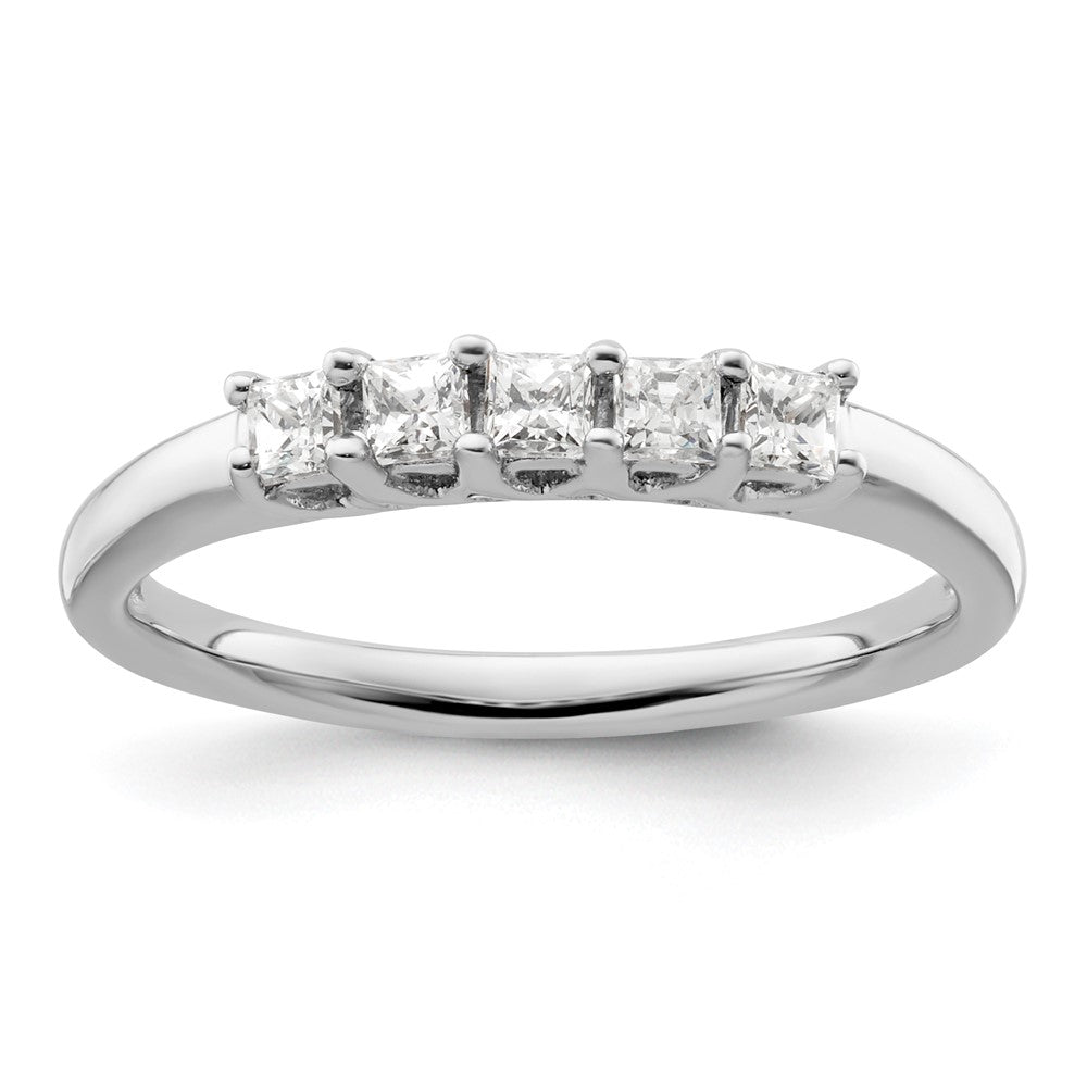 14K White Gold 5-Stone Real Diamond Band