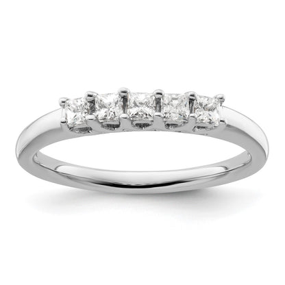 14K White Gold 5-Stone Real Diamond Band