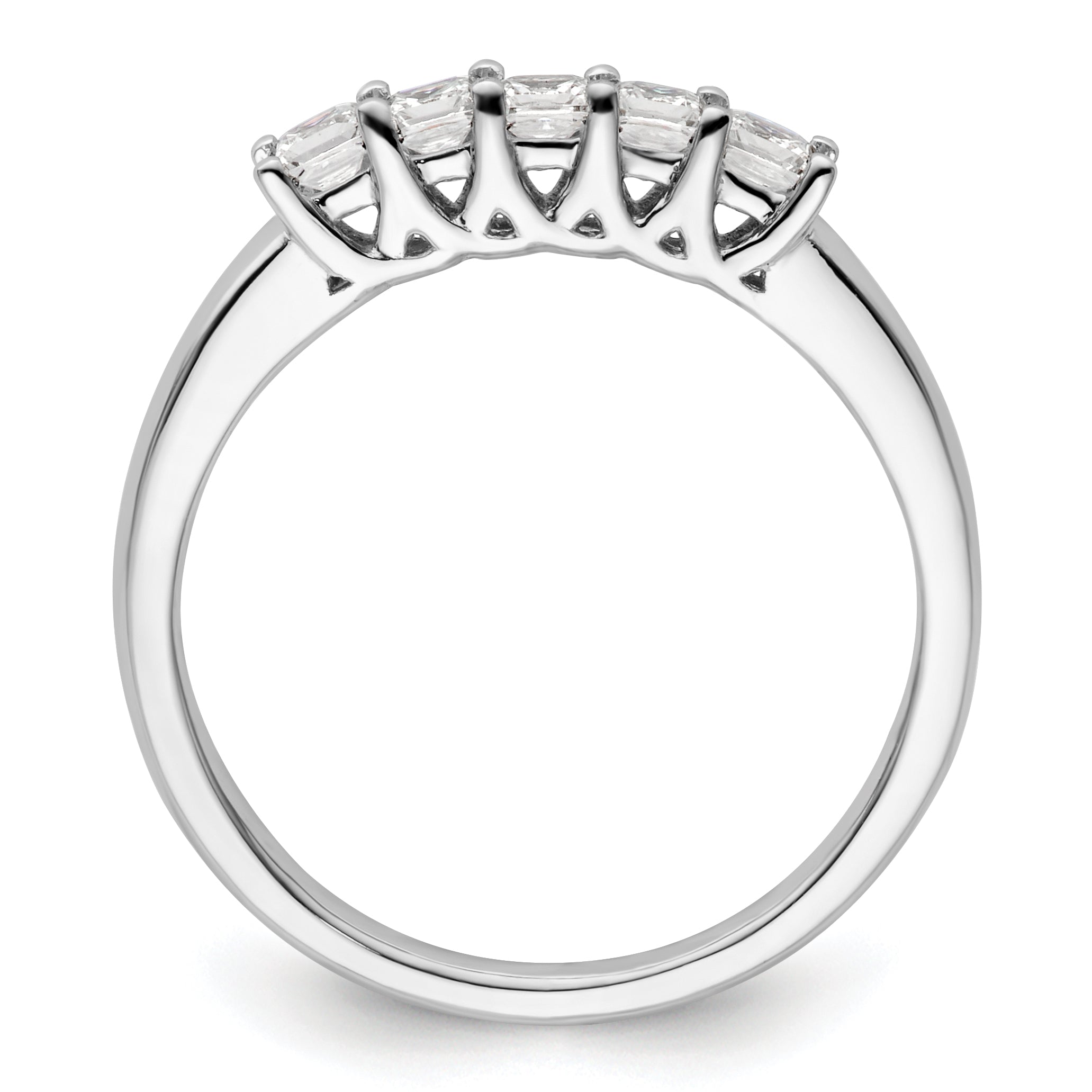 0.50ct. CZ Solid Real 14K White Gold 5-Stone Wedding Band Ring