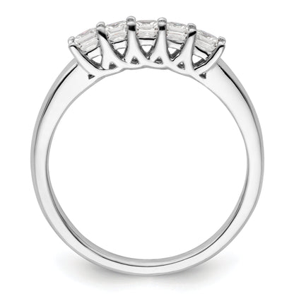 0.50ct. CZ Solid Real 14K White Gold 5-Stone Wedding Band Ring