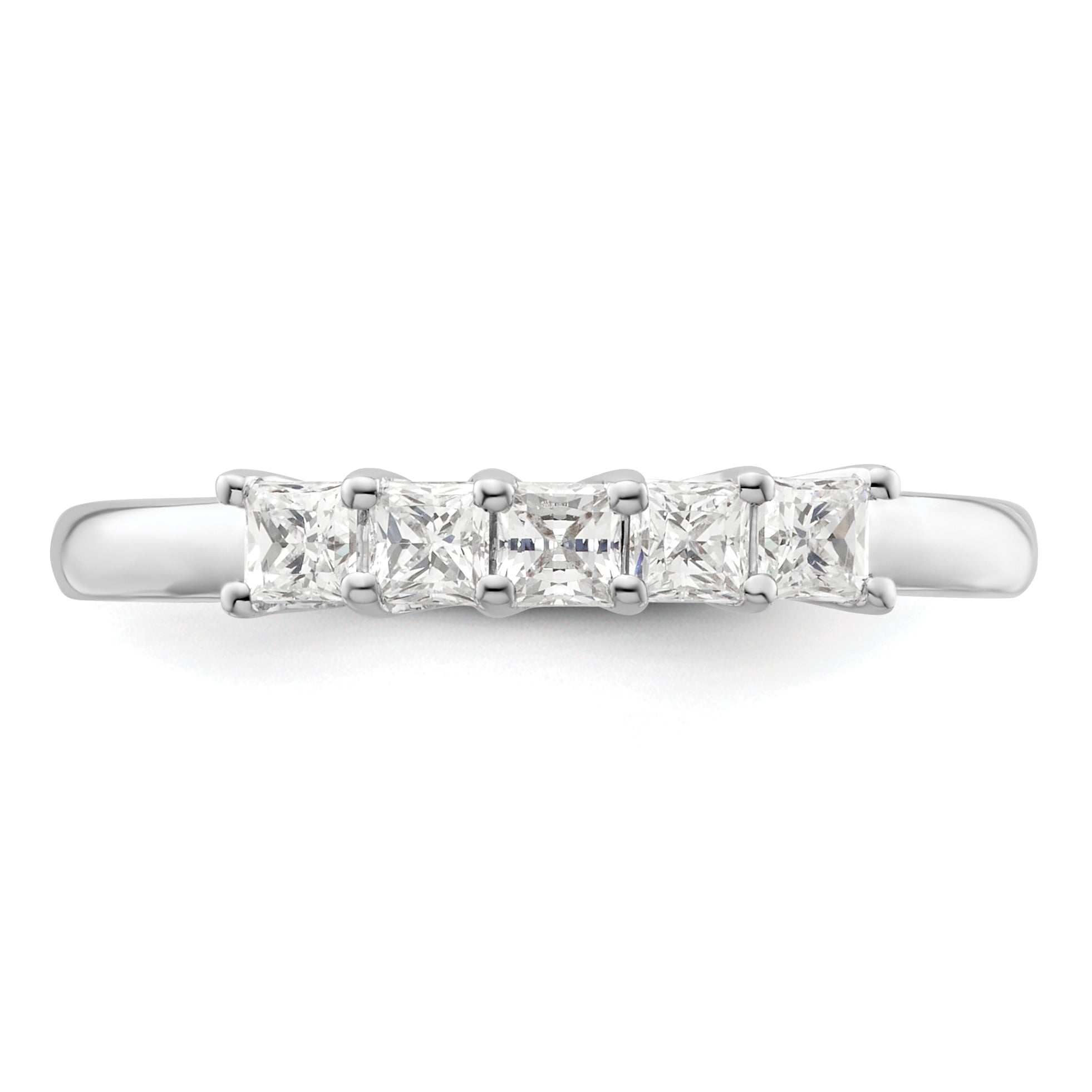 0.50ct. CZ Solid Real 14K White Gold 5-Stone Wedding Band Ring