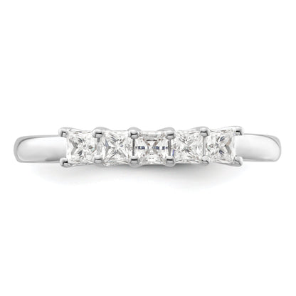 0.50ct. CZ Solid Real 14K White Gold 5-Stone Wedding Band Ring