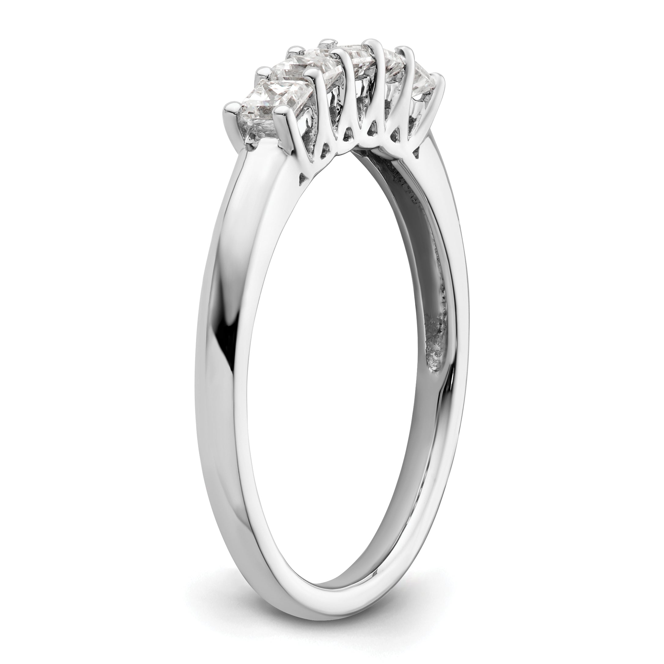 0.50ct. CZ Solid Real 14K White Gold 5-Stone Wedding Band Ring