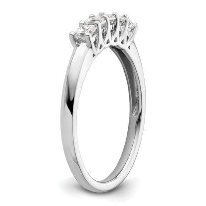 0.50ct. CZ Solid Real 14K White Gold 5-Stone Wedding Band Ring