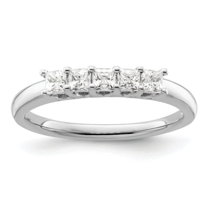 0.50ct. CZ Solid Real 14K White Gold 5-Stone Wedding Band Ring