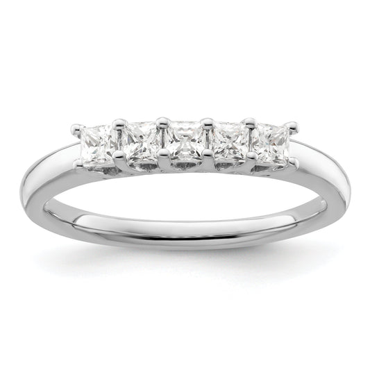 0.50ct. CZ Solid Real 14K White Gold 5-Stone Wedding Band Ring