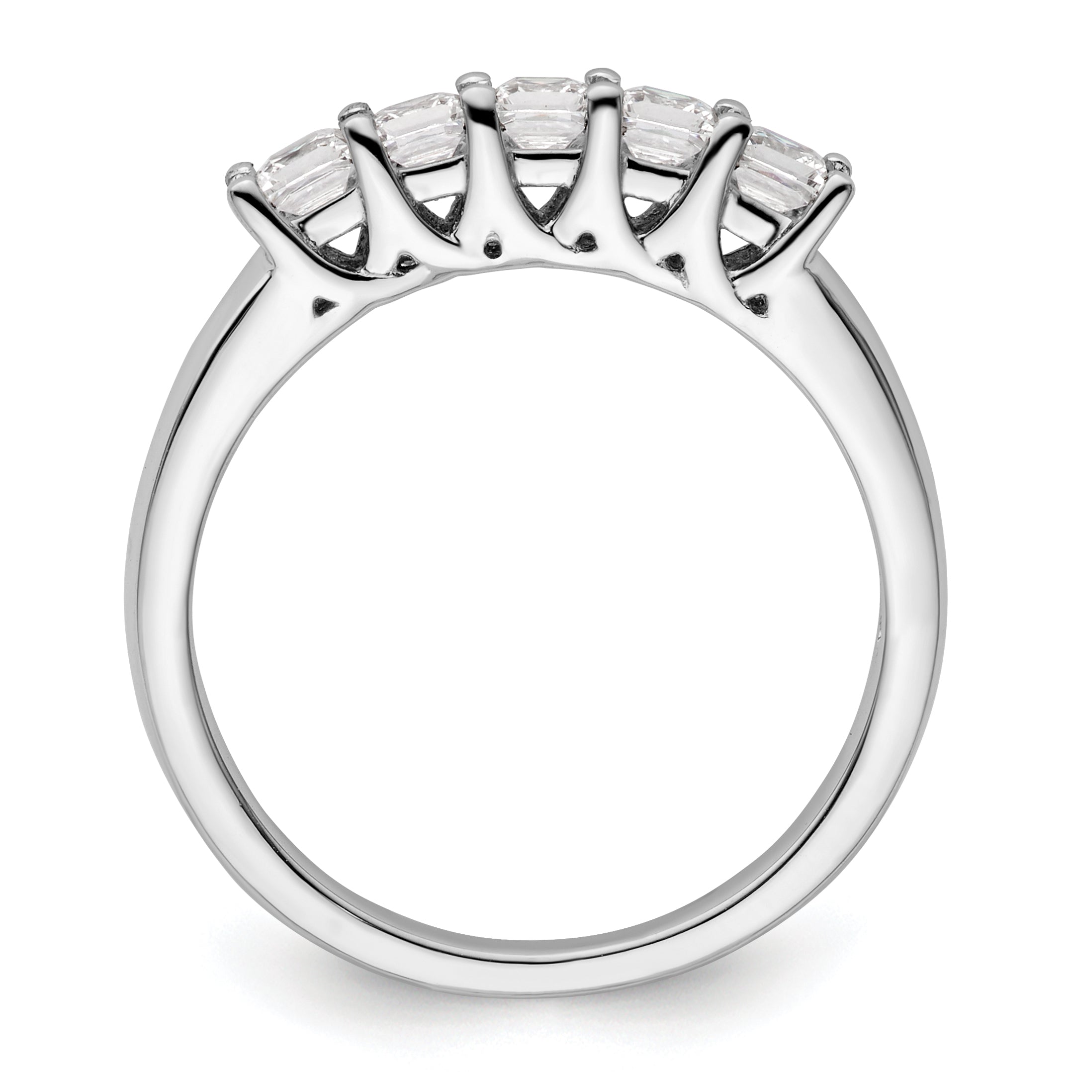 0.70ct. CZ Solid Real 14K White Gold 5-Stone Wedding Band Ring
