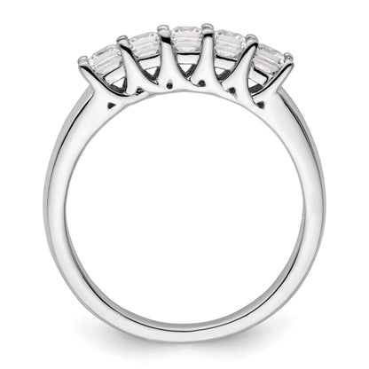 0.70ct. CZ Solid Real 14K White Gold 5-Stone Wedding Band Ring