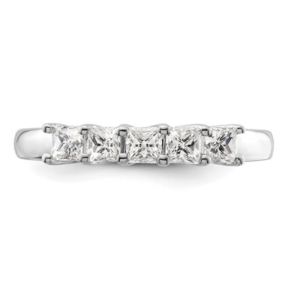 14K White Gold 5-Stone Real Diamond Band