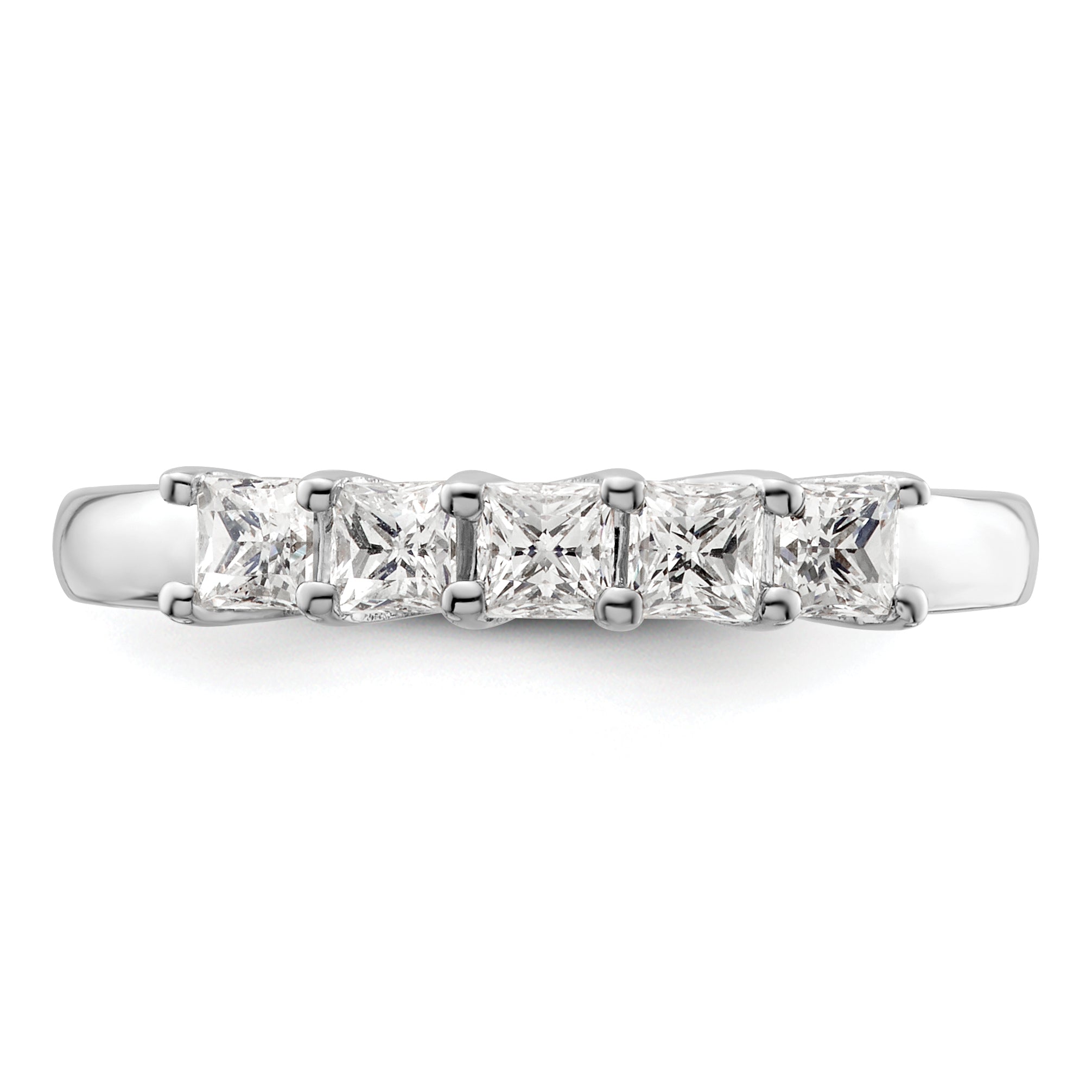 0.70ct. CZ Solid Real 14K White Gold 5-Stone Wedding Band Ring