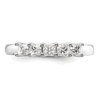 0.70ct. CZ Solid Real 14K White Gold 5-Stone Wedding Band Ring