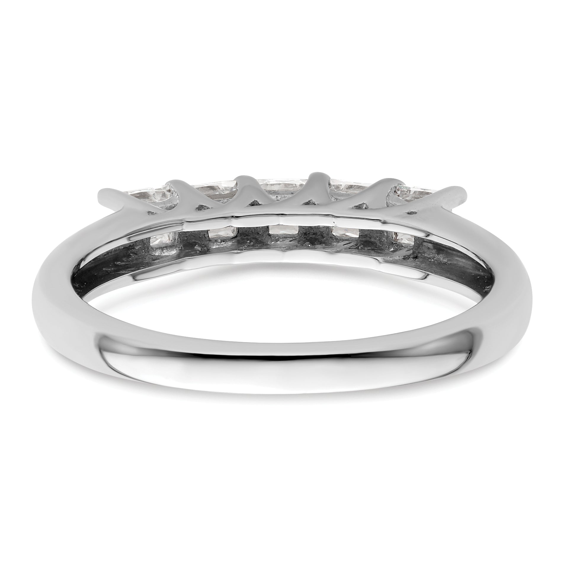 0.70ct. CZ Solid Real 14K White Gold 5-Stone Wedding Band Ring