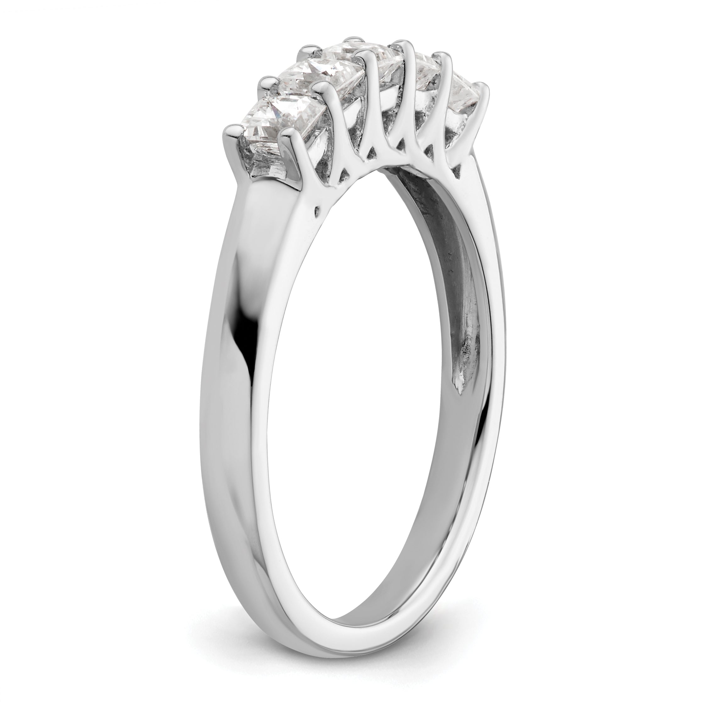0.70ct. CZ Solid Real 14K White Gold 5-Stone Wedding Band Ring