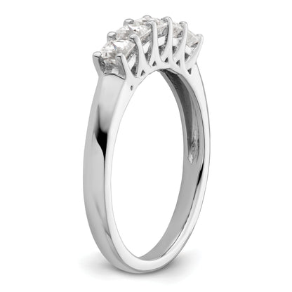 0.70ct. CZ Solid Real 14K White Gold 5-Stone Wedding Band Ring