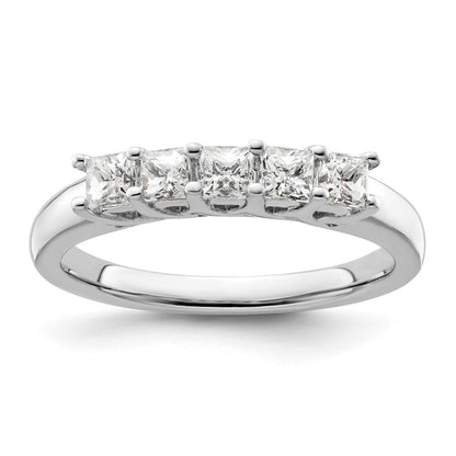 14K White Gold 5-Stone Real Diamond Band