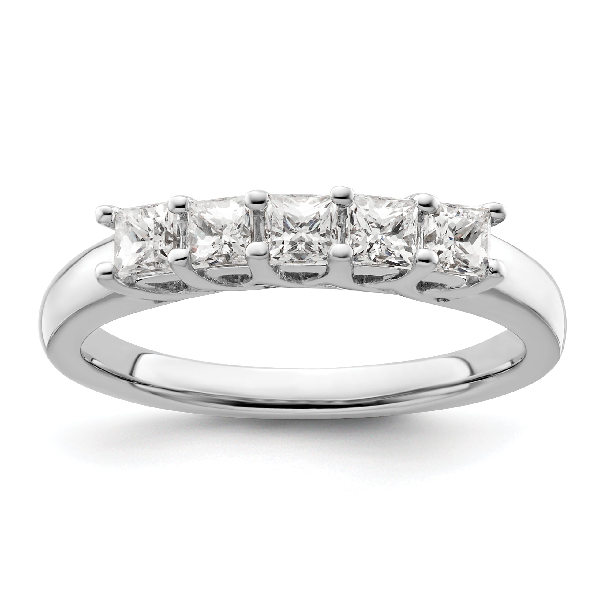0.70ct. CZ Solid Real 14K White Gold 5-Stone Wedding Band Ring