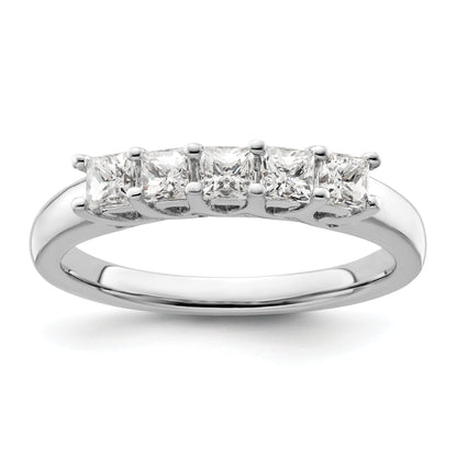 0.70ct. CZ Solid Real 14K White Gold 5-Stone Wedding Band Ring