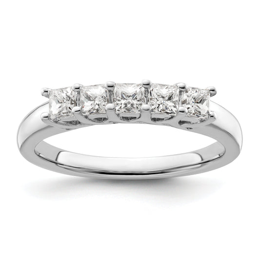 0.70ct. CZ Solid Real 14K White Gold 5-Stone Wedding Band Ring