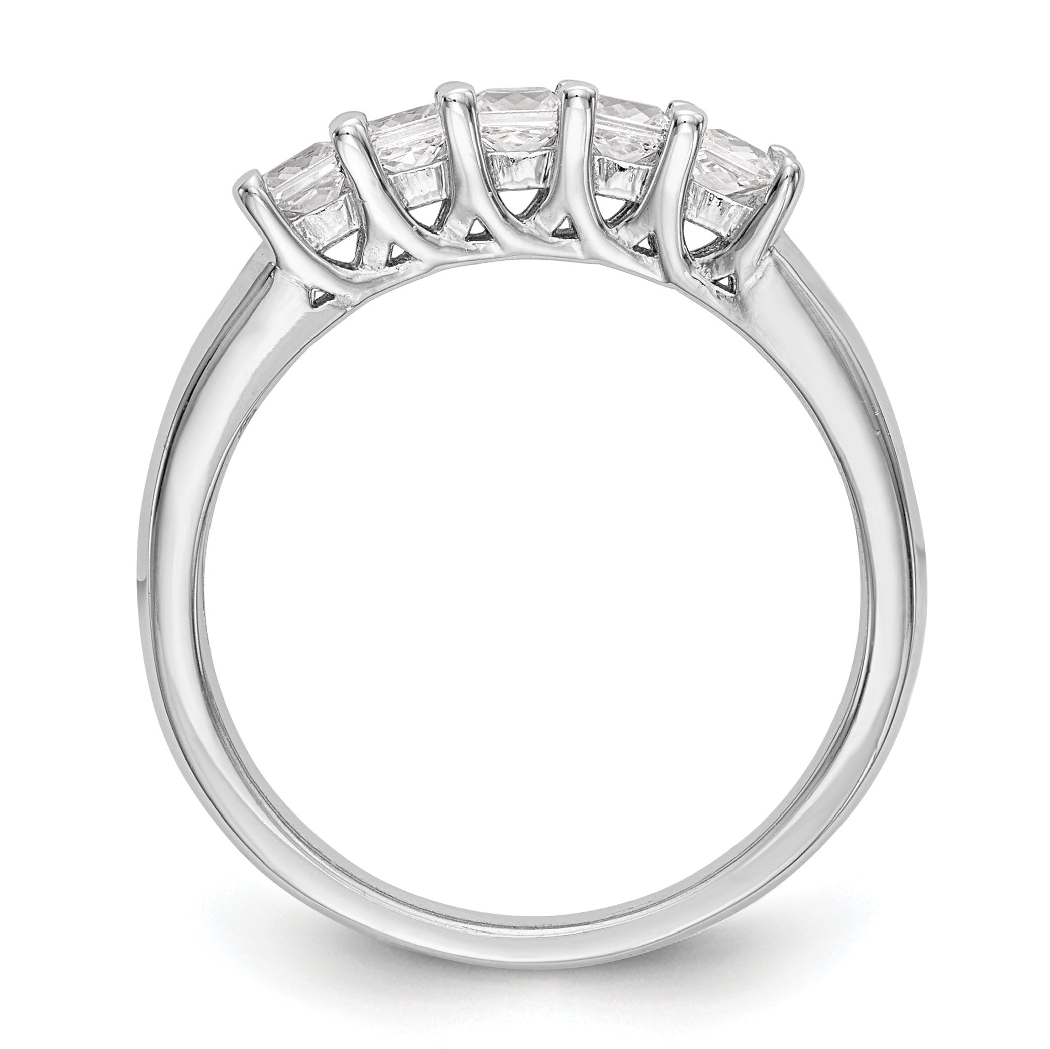 0.93ct. CZ Solid Real 14K White Gold 5-Stone Wedding Band Ring