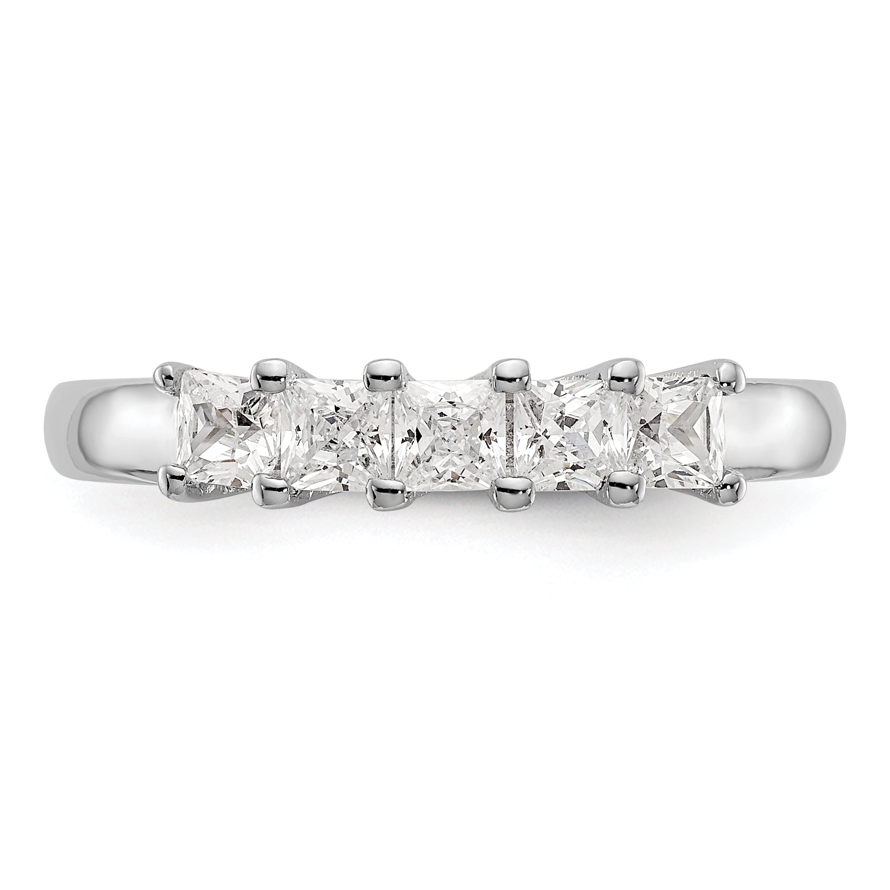 0.93ct. CZ Solid Real 14K White Gold 5-Stone Wedding Band Ring