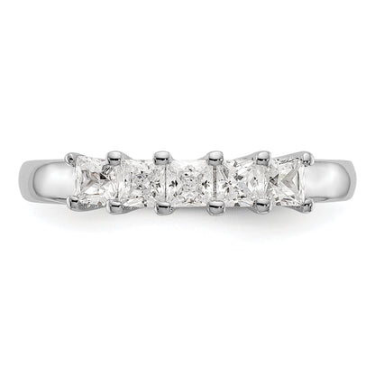 0.93ct. CZ Solid Real 14K White Gold 5-Stone Wedding Band Ring
