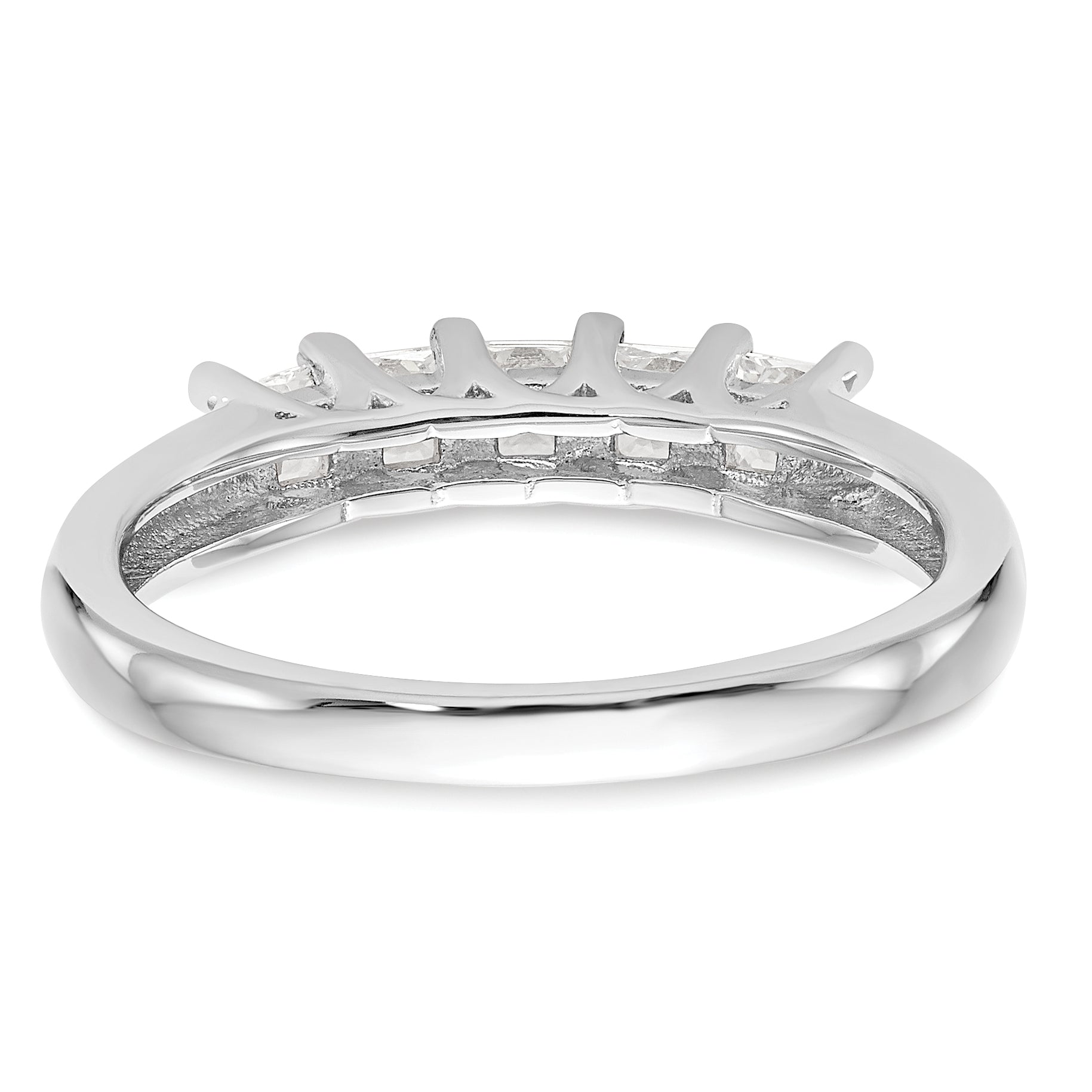 0.93ct. CZ Solid Real 14K White Gold 5-Stone Wedding Band Ring