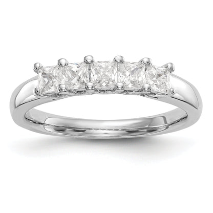 0.93ct. CZ Solid Real 14K White Gold 5-Stone Wedding Band Ring