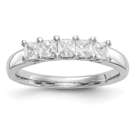 0.93ct. CZ Solid Real 14K White Gold 5-Stone Wedding Band Ring
