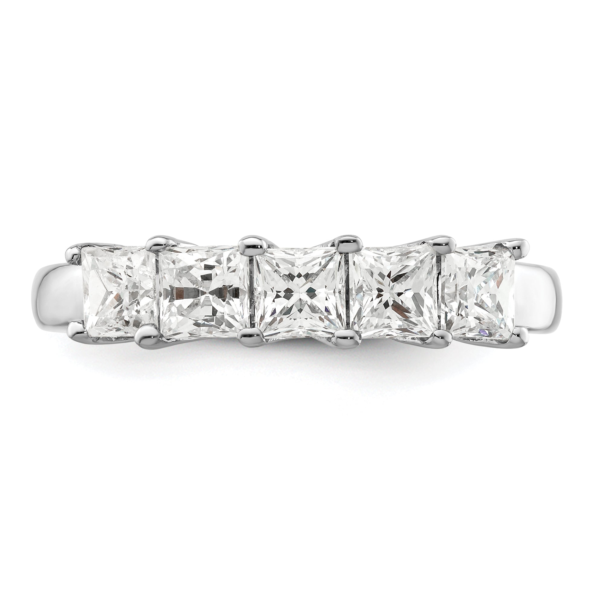 1.18ct. CZ Solid Real 14K White Gold 5-Stone Wedding Band Ring