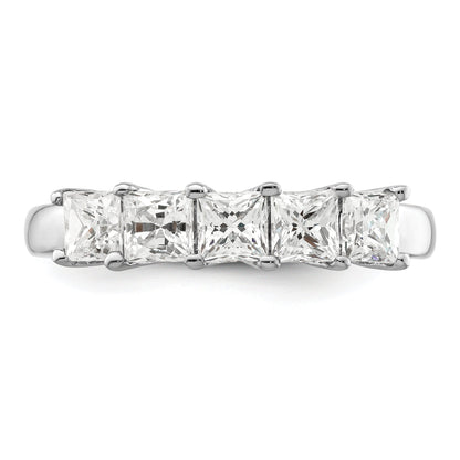 1.18ct. CZ Solid Real 14K White Gold 5-Stone Wedding Band Ring