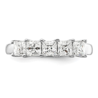 14K White Gold 5-Stone Real Diamond Band