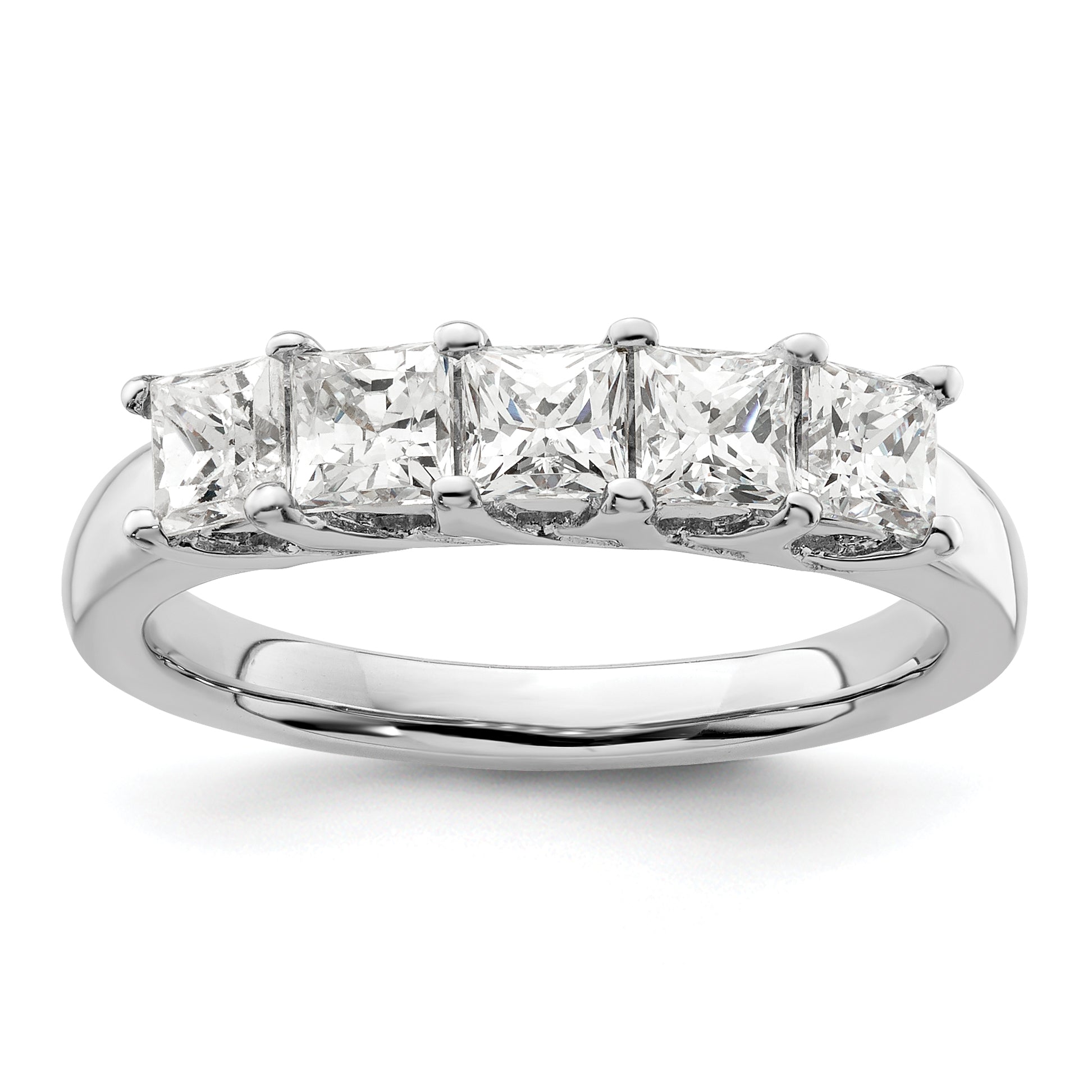 1.18ct. CZ Solid Real 14K White Gold 5-Stone Wedding Band Ring