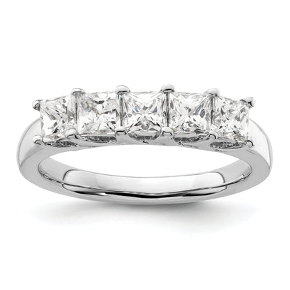 1.18ct. CZ Solid Real 14K White Gold 5-Stone Wedding Band Ring
