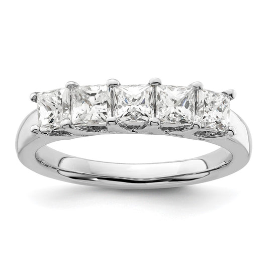 14K White Gold 5-Stone Real Diamond Band