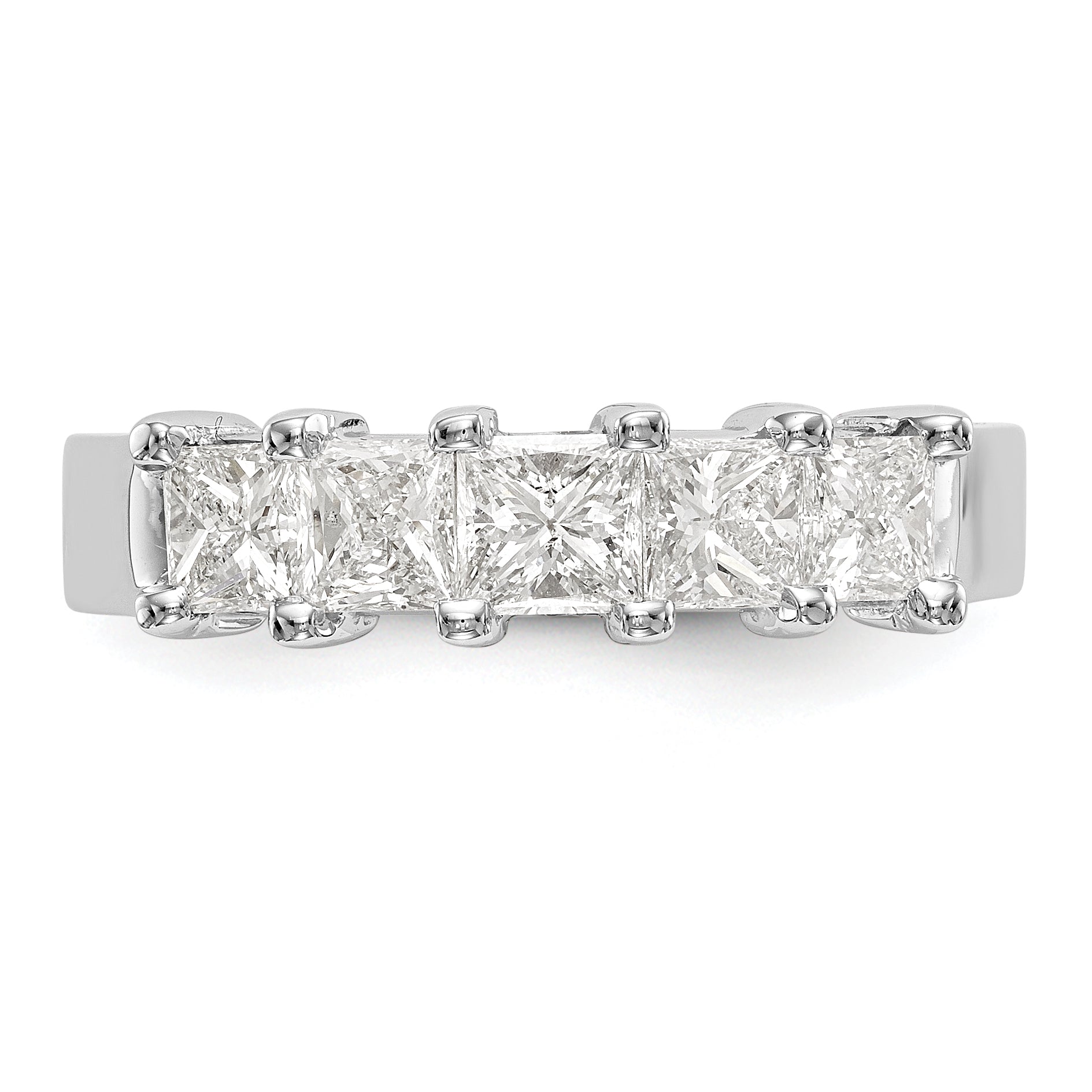 1.25ct. CZ Solid Real 14K White Gold 5-Stone Wedding Band Ring