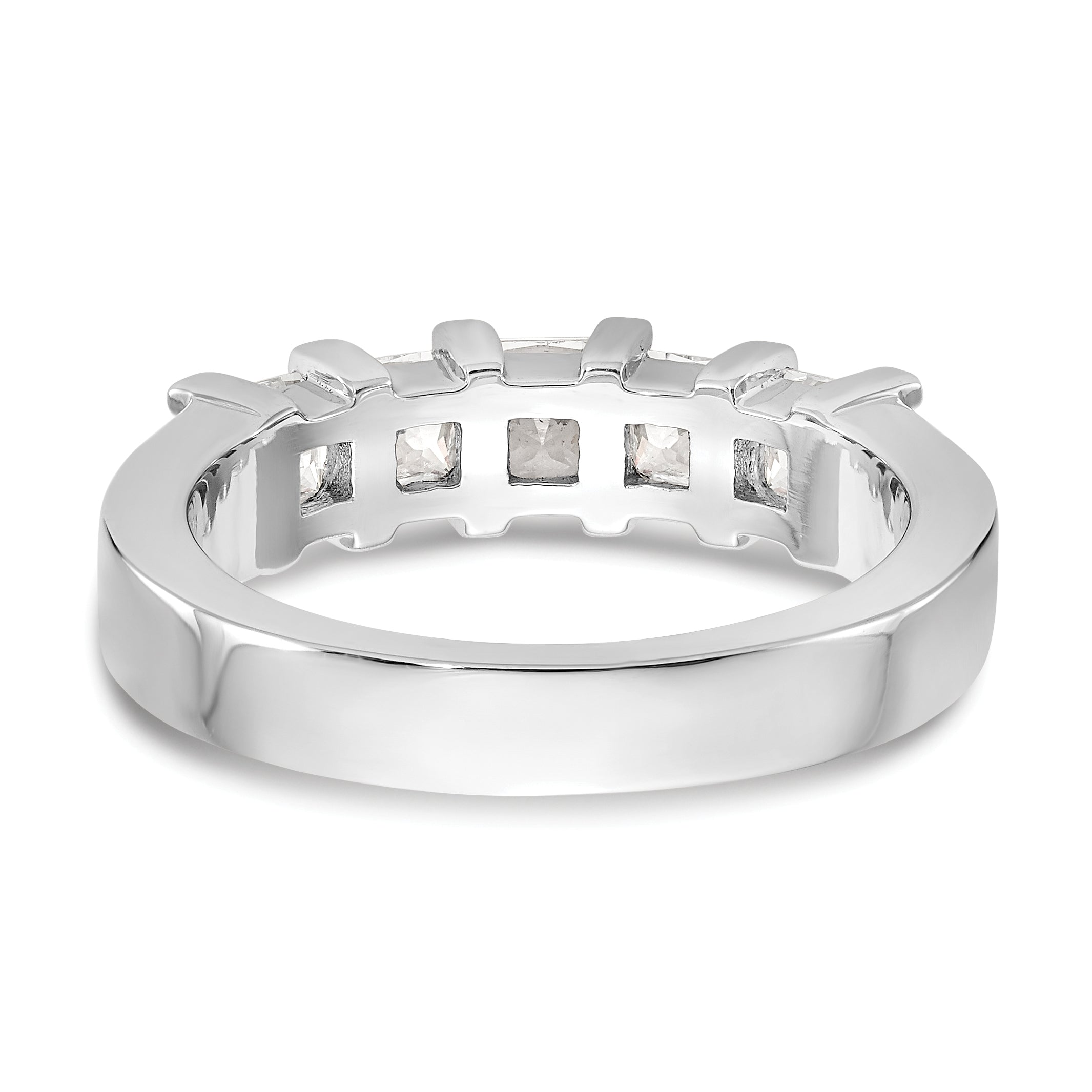1.25ct. CZ Solid Real 14K White Gold 5-Stone Wedding Band Ring