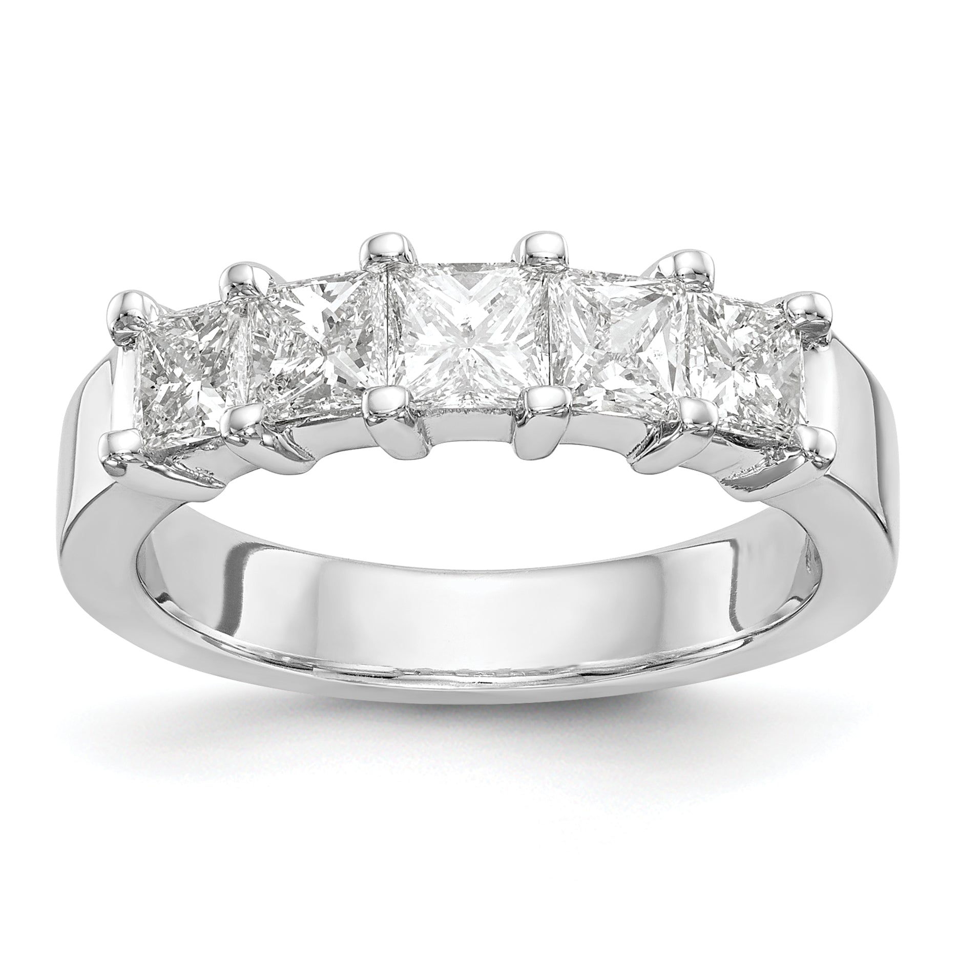 1.25ct. CZ Solid Real 14K White Gold 5-Stone Wedding Band Ring