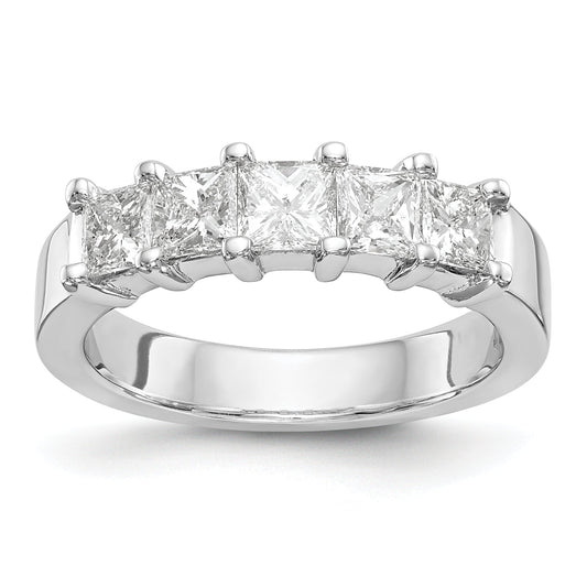 1.25ct. CZ Solid Real 14K White Gold 5-Stone Wedding Band Ring