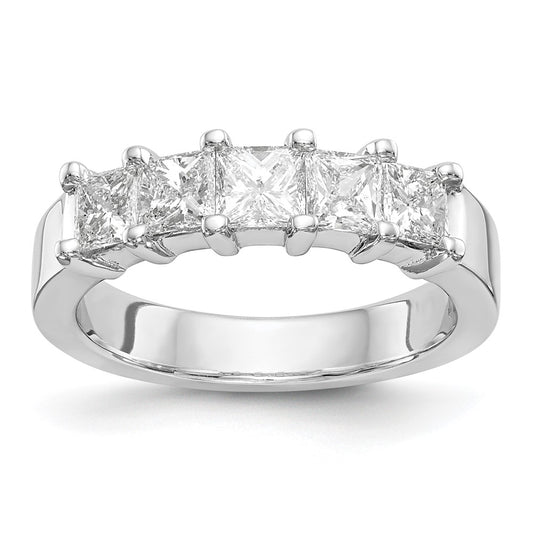 14K White Gold 5-Stone Real Diamond Band