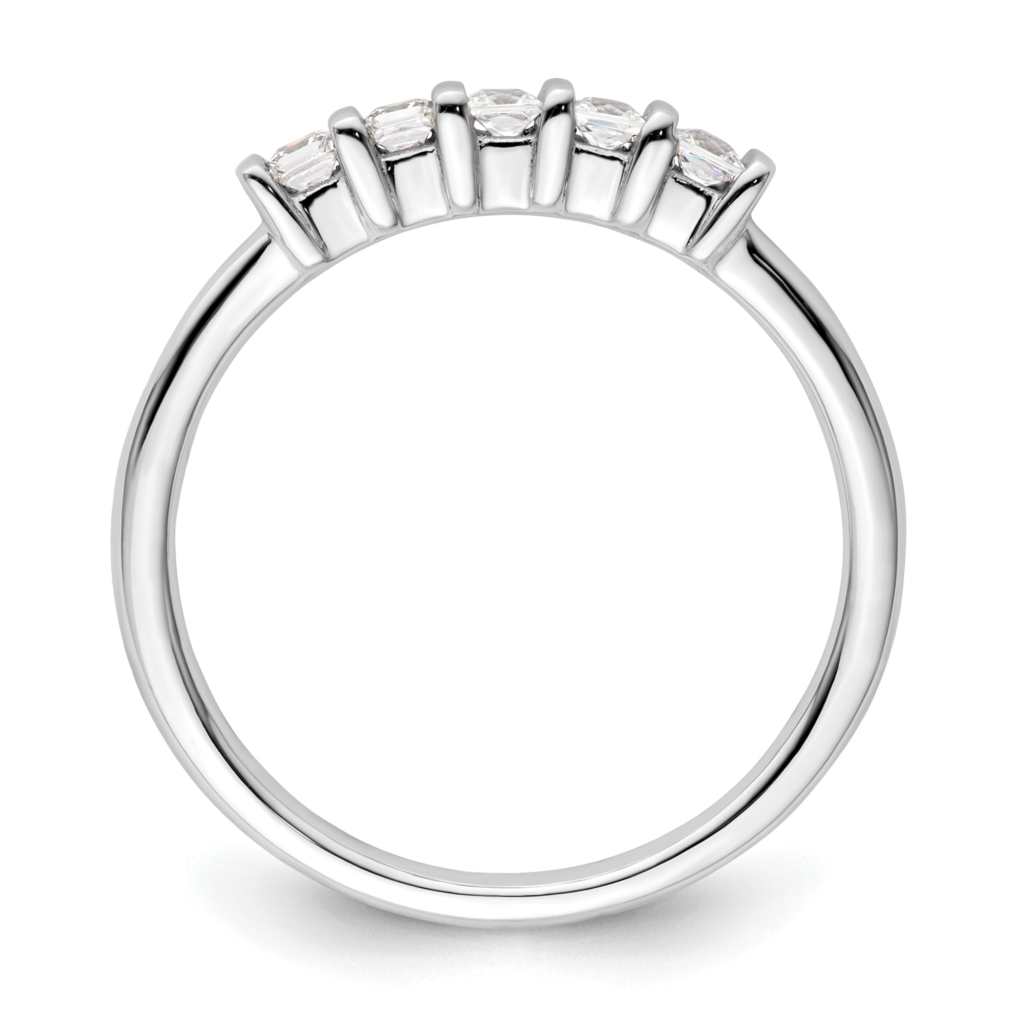 0.25ct. CZ Solid Real 14K White Gold 5-Stone Wedding Band Ring