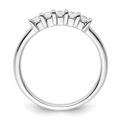 0.25ct. CZ Solid Real 14K White Gold 5-Stone Wedding Band Ring