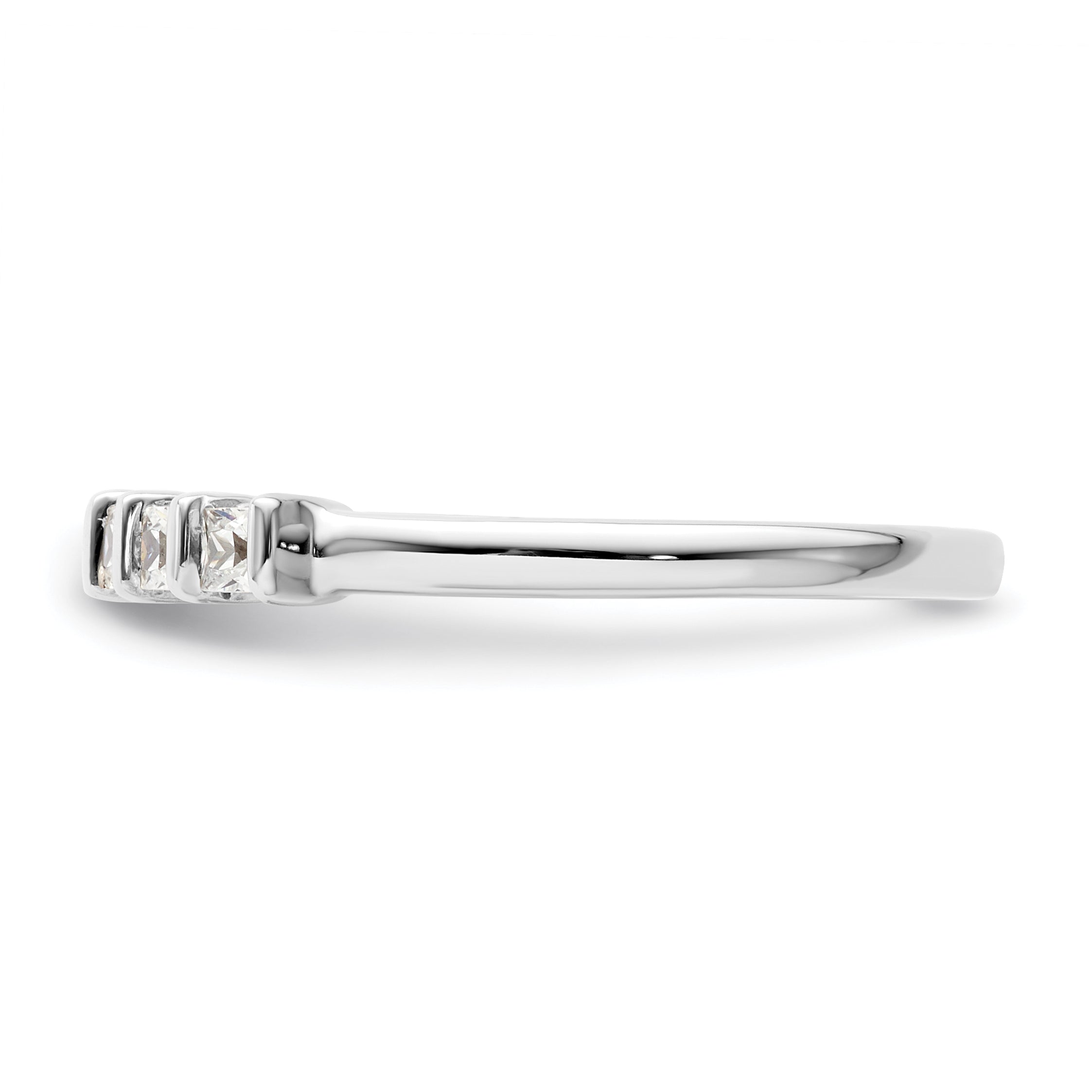 0.25ct. CZ Solid Real 14K White Gold 5-Stone Wedding Band Ring