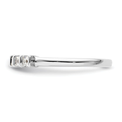 0.25ct. CZ Solid Real 14K White Gold 5-Stone Wedding Band Ring