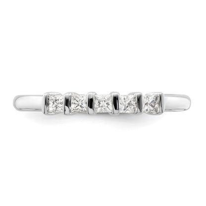 14K White Gold 5-Stone Real Diamond Band