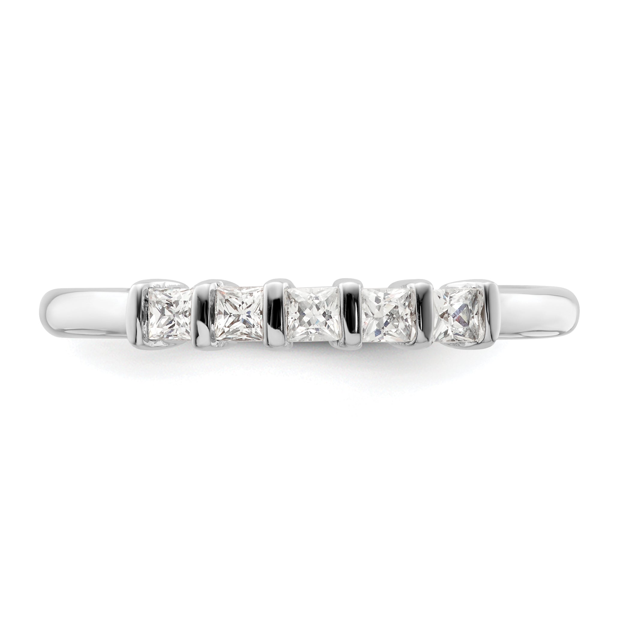 0.25ct. CZ Solid Real 14K White Gold 5-Stone Wedding Band Ring
