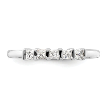 0.25ct. CZ Solid Real 14K White Gold 5-Stone Wedding Band Ring