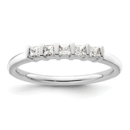 0.25ct. CZ Solid Real 14K White Gold 5-Stone Wedding Band Ring