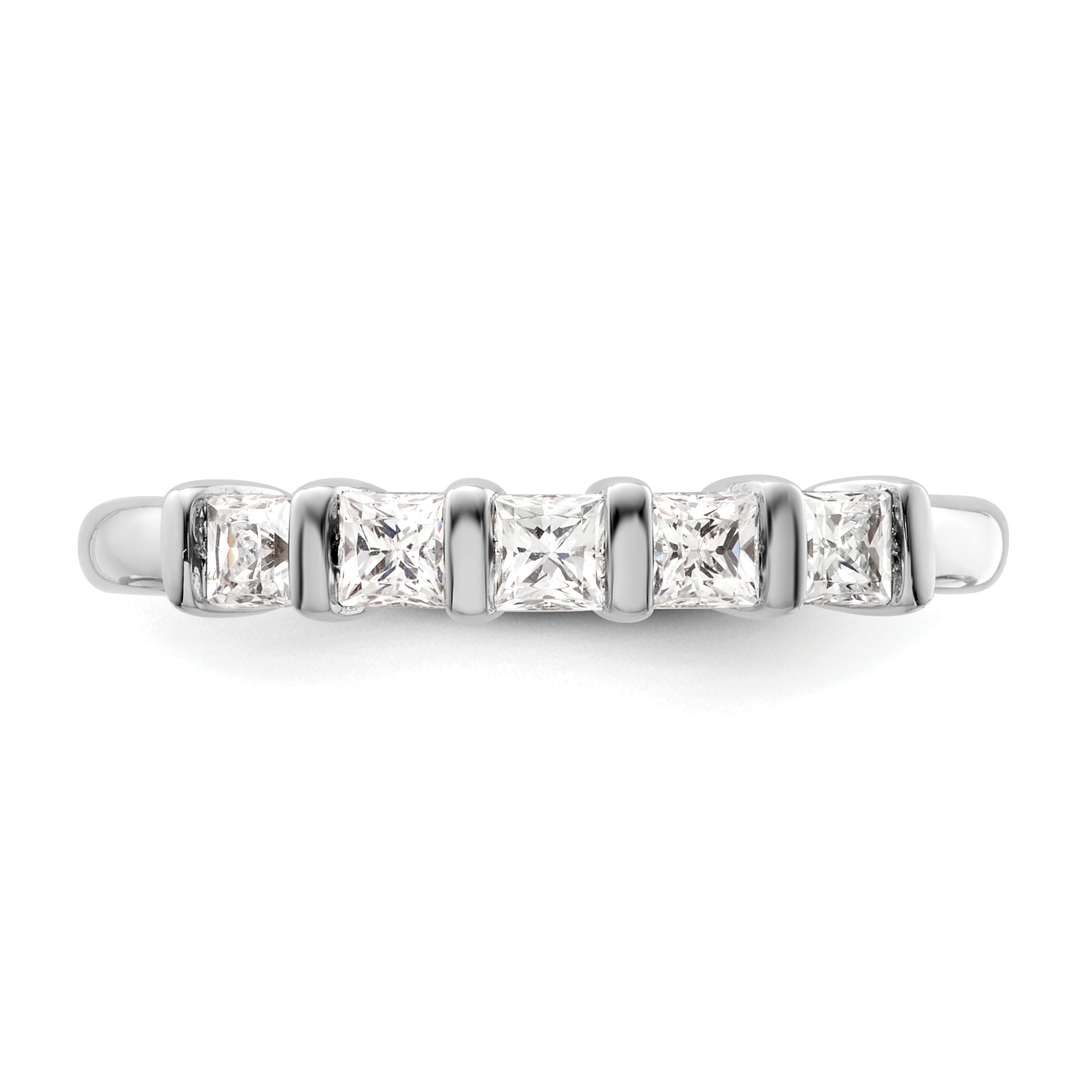 0.50ct. CZ Solid Real 14K White Gold 5-Stone Wedding Band Ring